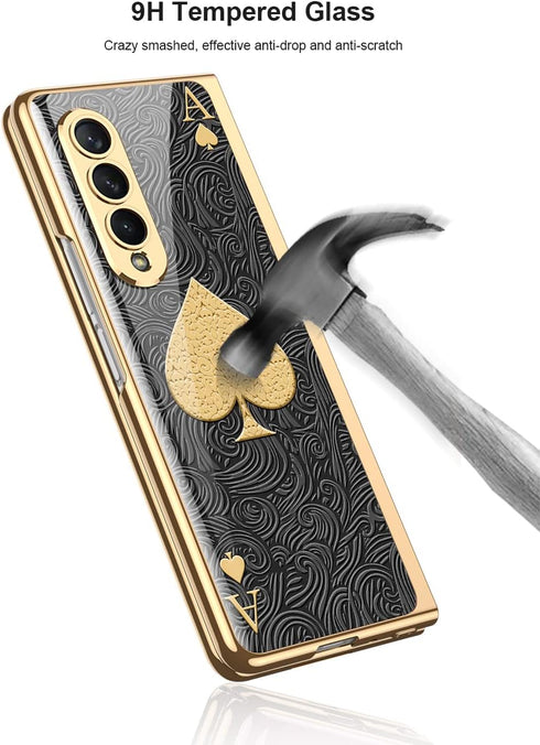 SHIEID Z Fold 4 Case, Galaxy Z Fold 4 Case Ultra-Thin Tempered Glass Phone Case Protective Cover for Samsung Galaxy Z Fold 4 Fashion Electroplated...