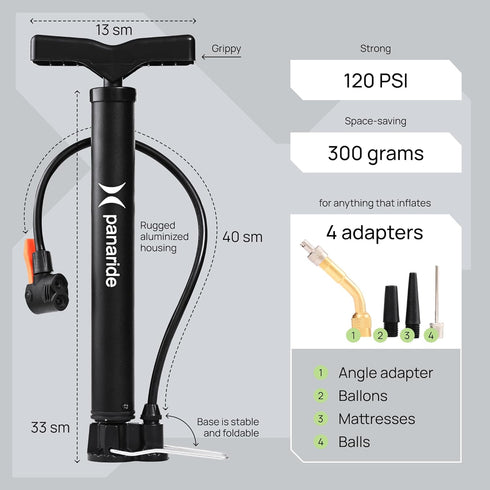Bike Pump Floor, Advanced Bike Tire Inflator, Bicycle Hand Air Pump with Dual Presta and Schrader Valves, Handheld Bike Pump, Suitable for Road an...