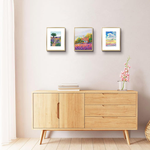 Golden State Art, 8x10 Gold Picture Frame Display Photo 5x7 with Mat or 8 x 10 Without Mat for Wall Mounting, Classic Satin Aluminum Frames with R...