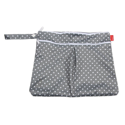 Damero 2pcs Travel Wet and Dry Bag with Handle for Cloth Diaper, Pumping Parts, Clothes, Swimsuit and More, Easy to Grab and Go (Small, Gray Trian...
