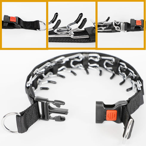 Prong Dog Collar, Martingale Collar for Dog,No Pull Dog Walking Training Collar,Adjustable Tactical Dog Collar with Heavy Duty Metal Buckle (L (Ne...