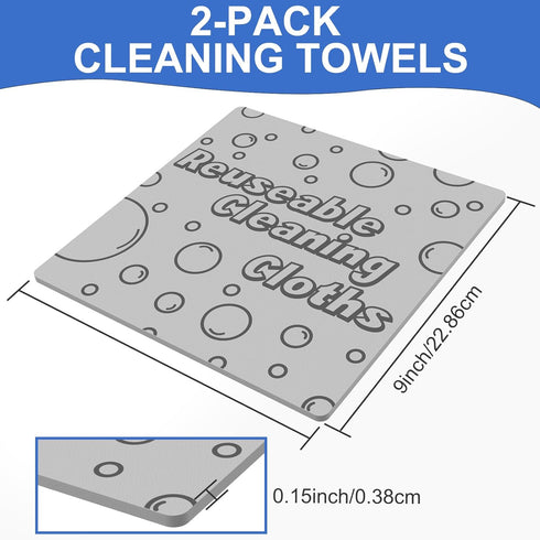 2pcs Damp Clean Duster Towel Magic Resuable Sponge Cleaning Cloths for Kitchen Car Wet Cleaning Towels Streak Free Cloth for Window,Mirror,Lint Fr...