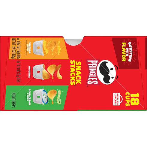 Pringles Potato Crisps Chips, Lunch Snacks, On-the-Go Snacks, Snack Stacks, Variety Pack, 12.9oz Box (18 Cups)...