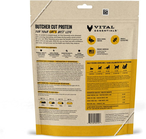 Vital Essentials Freeze Dried Raw Cat Food, Duck Mini Patties Entree, 3.75 oz...