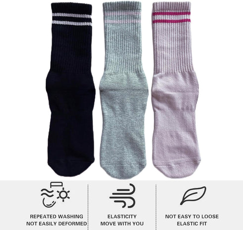 Yoga Socks with Grips for Women, Non Slip Grip Socks for Yoga, Pilates, Barre, Dance | Ideal Cushioned Crew Socks...