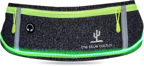 Reflective Running Light Belt with Zipper Pockets and USB Rechargeable, Night Safety Gear for Runners, Dog Walking Gear, Runners Reflective Belt F...
