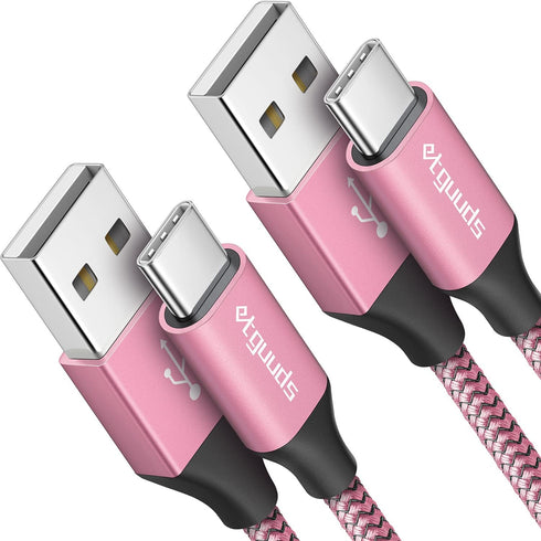etguuds Pink USB C Cable 3.3ft Fast Charging, 2-Pack Type C Cable Braided USB to USB C Cable Compatible with Samsung Galaxy S23 S22 S21 S20 S10 S1...