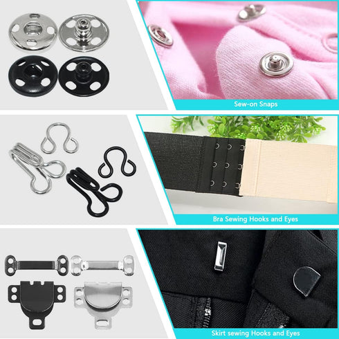 100 Pairs 3 Styles Skirt Hooks and Eyes Hook Closures, Sewing Snaps Fasteners Press Studs Clothing Fixing Hook Sewing Hook and Eye Latch or Skirt ...