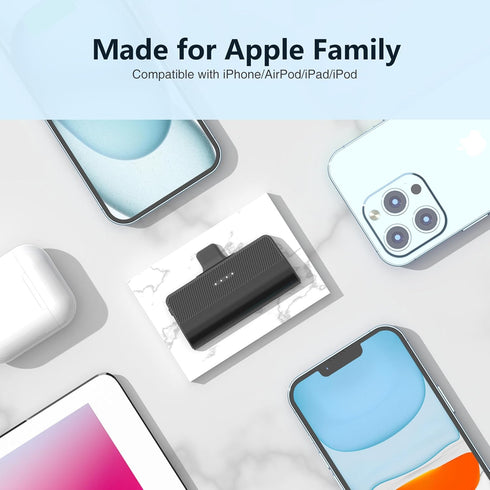 KKD Portable Charger for iPhone, Built-in MFi Certified Plug, 5000mAh Small Portable Phone Charger Power Bank for iPhone 14/13/12/11/XR/X/SE/8/7/6...