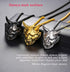 U7 Hannya Mask Necklace, Mens Gothic Punk Pendant, Stainless Steel Silver Black Personalized Evil Demon Horn Jewelry Oni Necklaces with 22 Inch Ch...
