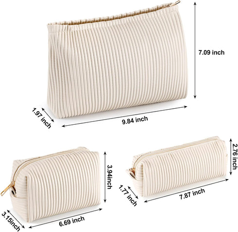 3 Pcs Cosmetic Bags Makeup Bag for Women Portable Travel Toiletry Cosmetic Pouch Cute Bag Accessories Brushes Storage Organizer for Daily Use, 3 S...