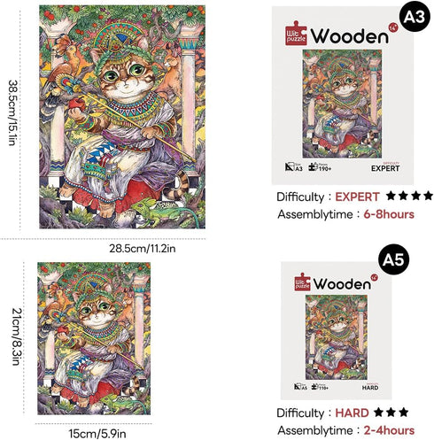 Wooden Puzzles Jigsaw Puzzles 119pcs DIY Puzzle for Adults and Kids Cat Puzzles-Gift for Christmas, Home Decorations, and Mindful Play 5.9 * 8.3 I...