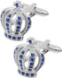 Royal Crown Blue Crystal Cuff Links for Men Lady in Gift Box Unisex Cufflinks for Business Wedding Anniversary Dress...
