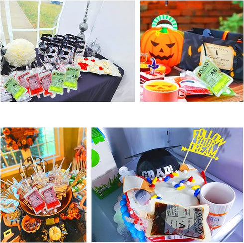 20 Pack Blood Bags for Drinks, 8.5oz Anti-Leak With Cap, Reusable Food Grade, Decoration Cups for Halloween and Christmas...