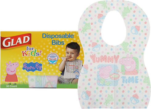 Glad Peppa Pig Paper Bibs, 30 Count with Cute Peppa Pig Design for Kids | Art & Craft Disposable Kids Bibs...