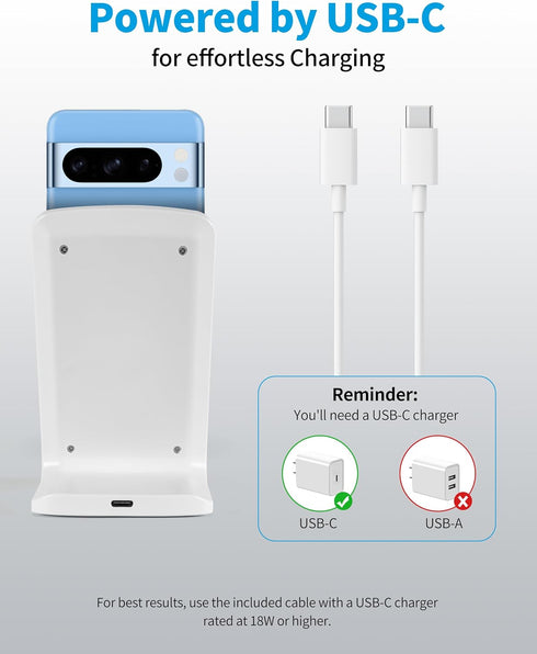 2-Pack Wireless Phone Charger Stand for Android & iPhone - 15W Fast Qi Charging Station for Google Pixel 3 4 XL 5 6 7 8 Pro Samsung Galaxy S25 S24...