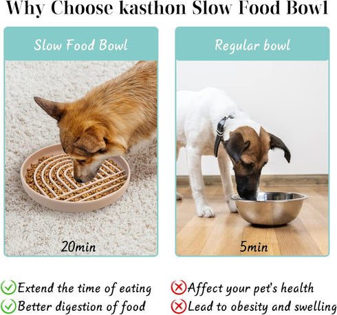 kathson Dog Slow Feeder Bowl, Silicone Dog Bowl Slow Feeder for Dry Wet Food Slow Feeding Puzzle Bowl for Dogs&Cats Anti-Gulping Stop Bloat Preven...