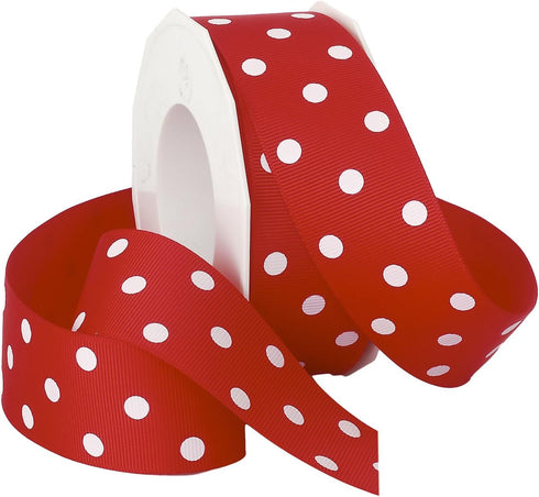 Morex Grosgrain Dot Ribbon, 1-1/2-Inch by 20-Yard Spool, Red with White Dots,3908.38/20-250...