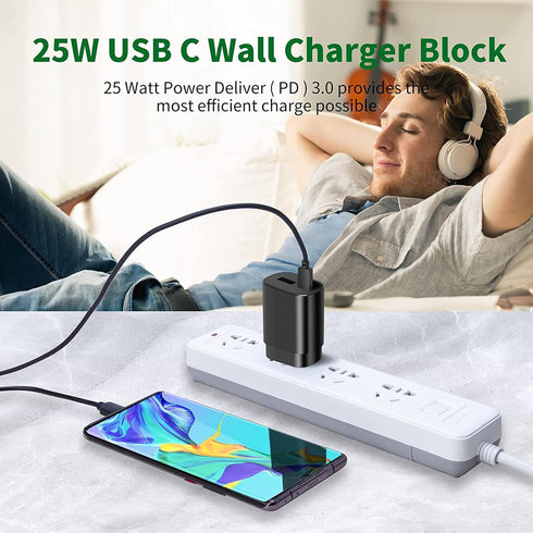 Type C Charger Fast Charging, 25W Dual Port USB-C Power Adapter, USB Wall Charger Compatible with Samsung Galaxy S21 S20 S22 S10 S6 S7 S8 S9 / Edg...