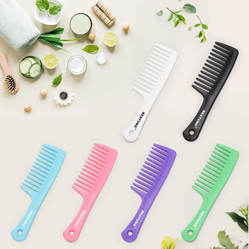 2PCS Large Wide Tooth Comb, Shower Combs, Hair comb for wet curly hair, Durable Hair Brush for Best Styling and Professional Hair Care(2Black)...