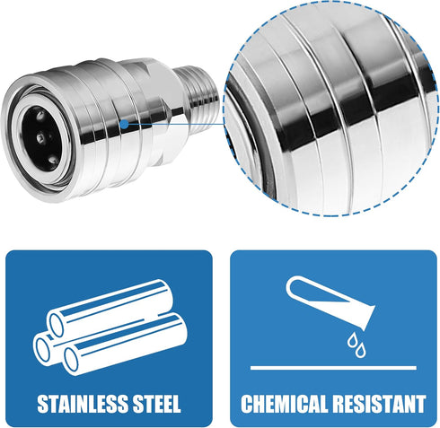 1/4" Pressure Washer Fittings-Stainless Steel Pressure Washer Adapter-1/4" Quick Connect Socket to 1/4" Male NPT Pressure Washer Coupler-5000 PSI...