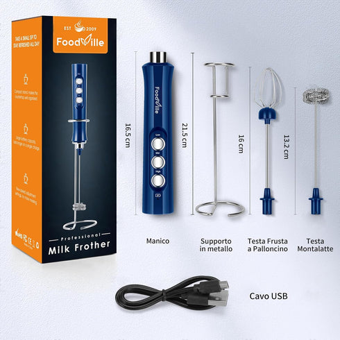 MF02 Rechargeable Milk Frother Handheld Foam Maker with Stainless Whisk for Cappuccino, Latte, Bulletproof Coffee, Keto Diet, Protein Powder, Matc...