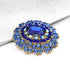 YOQUCOL Vintage Blue Cubic Zirconia Crystal Rhinestone Sunflower-shaped Wreath Brooch Pin for Women Gold Tone...