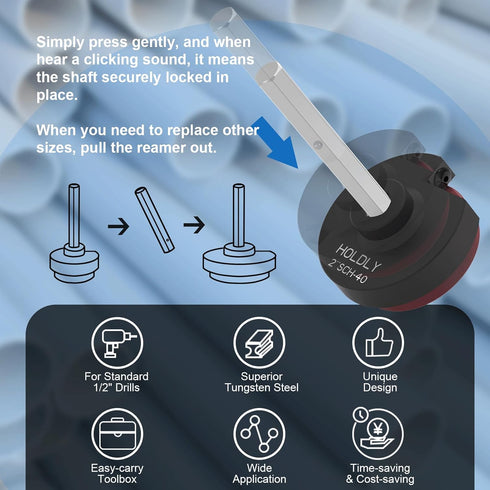 PVC Pipe Reamer with 3/8-Inch Hex Shaft - PVC Fitting Saver for Water Lines, Drain Lines, and Vent Lines - Plumbing Tool for Inside Pipe Cutting -...