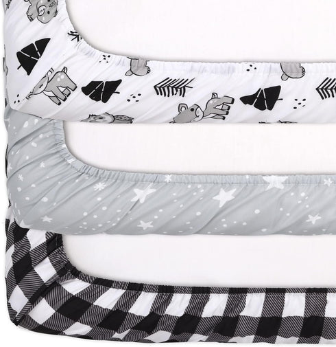 The Peanutshell Mini Crib Sheet Set - 3 Pack - Multiuse for Pack n Play, Playard, Playpen, Mini Crib - Woodland Animals...