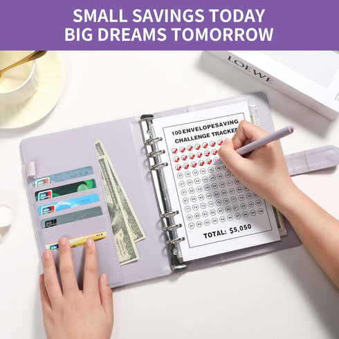 100 Envelopes Money Saving Challenge Book with Envelopes, Day 100 Envelope Challenge Money Saving Binder Budget Book with Cash Envelopes, 5,050 Sa...