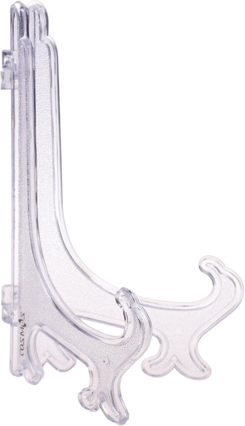 Cosmos Pack of 12 Clear Plastic Easels Plate Stands to Display Plates, Pictures or Other Items, 6 Inch Tall (Clear)...