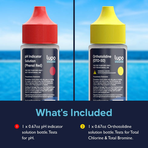 Lupo 3-in-1 Water Test Kit Refill Solutions for Swimming Pools & Spas | Water Chemical Test Kit for pH, Chlorine and Bromine (Refill Bottles ONLY)...