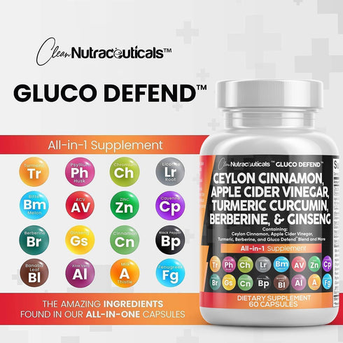 Clean Nutraceuticals Ceylon Cinnamon 3000mg Turmeric 3000mg Apple Cider Vinegar 3000mg Ginseng 2000mg Berberine 1200mg Plus Bitter Melon Gymnema M...