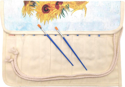 Paint Brush Holder Art Supplies, Artist Paint Brush & Storage Organizer Roll-Up Case Bag, Protect Acrylic Oil Watercolor Paintbrushes (Sunflower 2...
