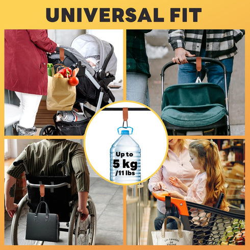 4pcs Stroller Hooks, Pushchair Clips, Bike Car Storage Hook for Bags, Wardrobe Multifunctional Hooks(Brown Black)...