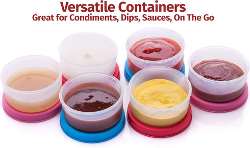 SIGNORA WARE Condiment Containers with Lids- 6 pk. 1.3 oz.Salad Dressing to go Small Food Storage Containers- Sauce Cups Leak proof Reusable Plast...