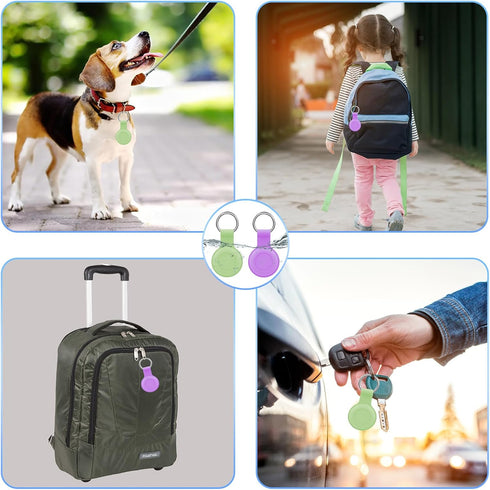 Waterproof AirTag Holder 2 Pack, Soft Silicone Airtag Keychain Waterproof Compatible with Apple Air Tag, Anti-Scratch Protective AirTag Case Holde...