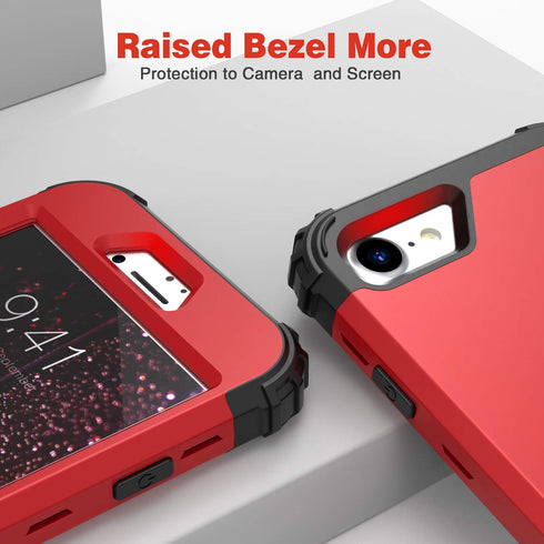 IDweel for iPhone SE 2020 Case with Screen Protector,Case for iPhone SE 2022, Sturdy 3 in 1 Shock Absorption Slim Fit Heavy Duty Hard PC Cover Sof...