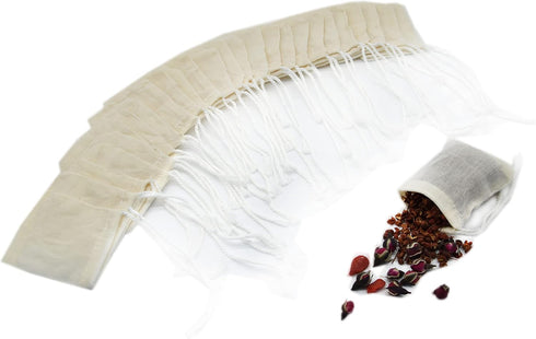 50 Pieces Cheesecloth Bag Drawstring Soup Bags Mesh Spices Bags for Coffee Loose Leaf Tea Crafts Sachet Soap Pouch (2.36x3.15inch), Natural color...