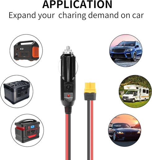 12/24V Cigarette Lighter to XT60 Cable YACSEJAO 14AWG 4.9FT XT60 Car Charger Connector for Cars/Trucks to Solar Generator......