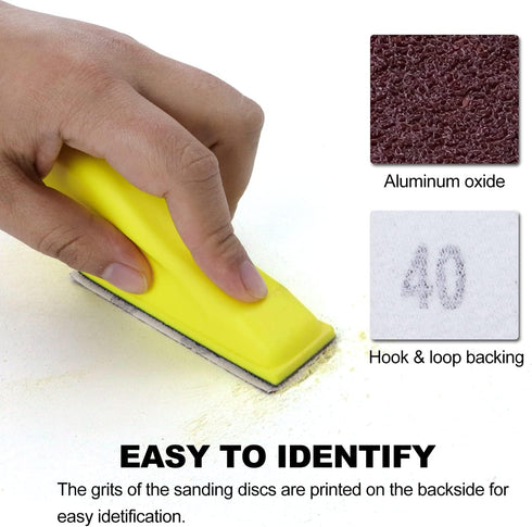 POLIWELL Micro Sanding Tools 3.5” x 1” Detail Sander for Small Projects, Mini Handle Sander Kit+ Sandpaper 40 80 120 180 240 400 600 Grit for Craf...