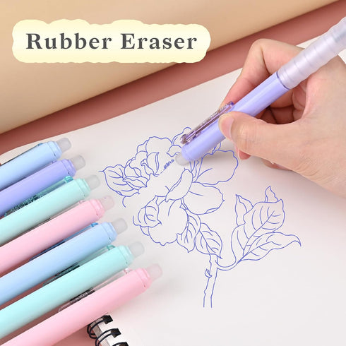 8Pcs Retractable Erasable Gel Pens, Make Mistakes Disappear, Blue & Black Ink Pen for Drawing Writing Planner and Crossword Puzzles, No Smudge on ...