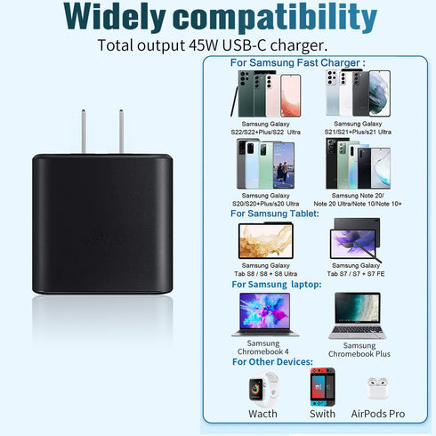 S23 Ultra Charger 45W Samsung Super Fast Charger Type C for Samsung Galaxy S23 plus/S23/S22 Ultra/S22+/S22/S21/S20/Note 20 Ultra/Note 10+, Galaxy ...