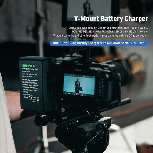 NEEWER D-Tap Battery Charger with 3.3feet/1m D-Tap Cable for V-Mount/V-Lock/Gold Mount Battery, Compatible with NEEWER BP-95W BP-190WS BP-150WS BP...
