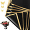 Goviw Floral Wrapping Paper 20 Sheets Waterproof wrap paper 22.5x22.5 inch(Black&Gold Edge) + 12 pcs 3D golden butterfly stickers DIY Crafts Flora...