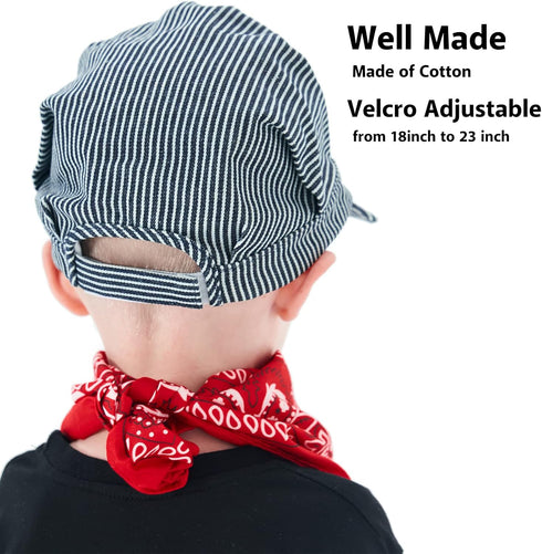 Conductor Hat+Paisley Bandanna (2 IN 1) Engineer Cap Adjustable Train Conductor Dress Up Kit for Kids...
