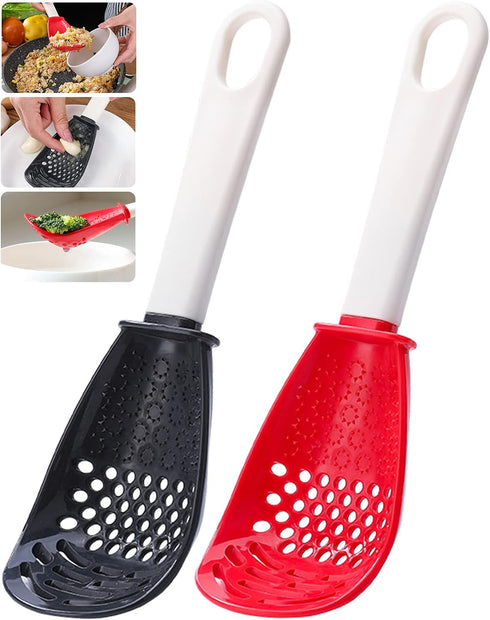 2PCS Multifunctional Kitchen Cooking Spoon, Skimmer Scoop Food Strainers for Cooking, Mashing, Draining, Grating, Non-stick Small Spatula Spoon Ki...