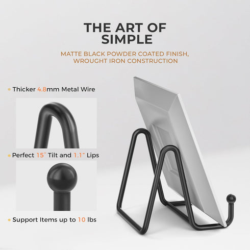 TR-LIFE Plate Stands for Display - 3 Inch Plate Holder Display Stand + Metal Frame Holder Stand for Picture, Decorative Plate, Book, Photo Easel (...