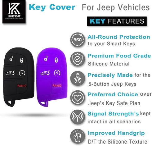 Jeep Silicone Key Fob Cover Fit for Dodge Durango Journey Dart Challenger Jeep Compass Renegade Grand Cherokee Fiat 500X Chrysler Car Accessories ...