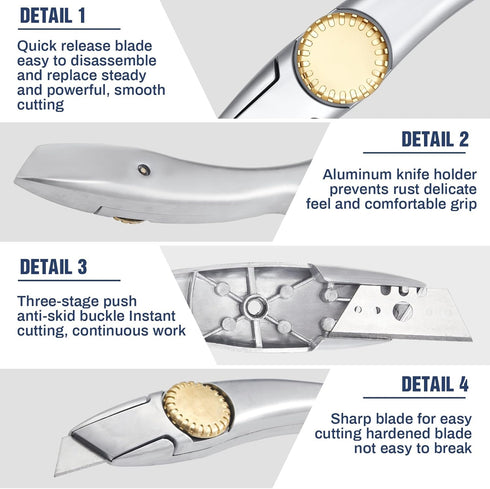 2 Sets Heavy Duty Shark Knife with 3 Pcs Utility Knife Blades Replacement Roofing Tools Carpet Knife Blade Cutter for Indoor Outdoor...